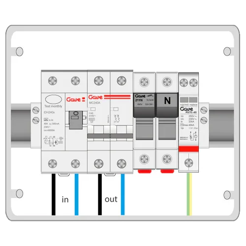 AC Protections Box Single-phase GAVE ACM25SDA 5.8kW 25A 30mA