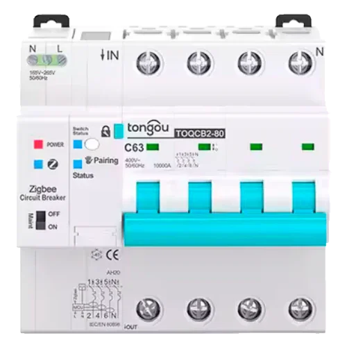 Tongou Smart Circuit Breaker 4P TOQCB2-80 1-63A Curve C Zigbee