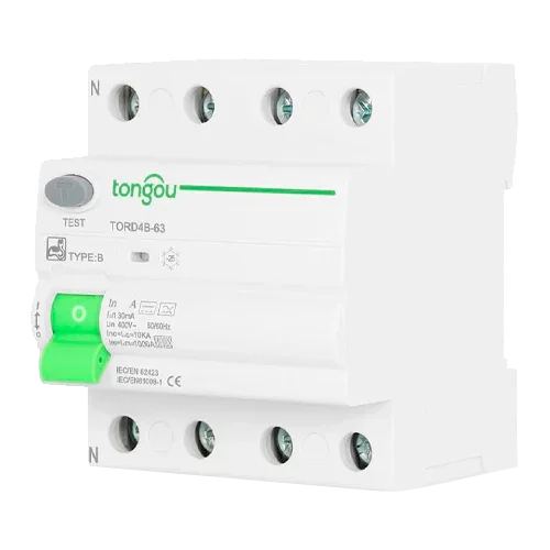 Type B Residual Current Circuit Breaker 4P 25A 30mA Tongou TORD4B-63