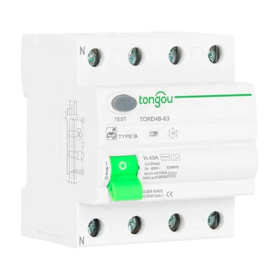 Type B Residual Current Circuit Breaker 4P 32A 30mA Tongou TORD4B-63