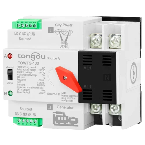 2P Transfer Switch ATS 100A Tongou TOWTS-100