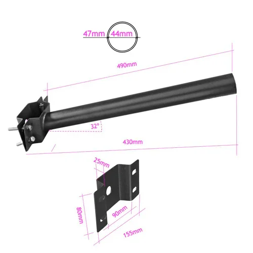 Black Solar Streetlight Bracket 47mm Post or Wall JND-77862